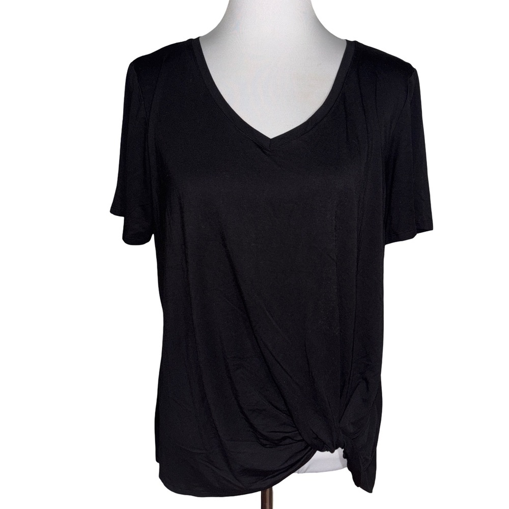Matty M Black V Neck Short Sleeve Top
